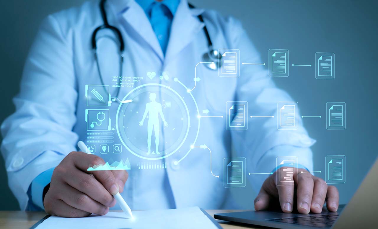 Doctor working on AI