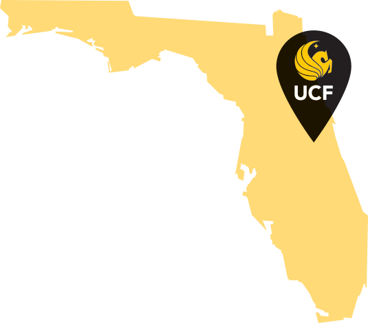 Florida with pin on UCF in Orlando