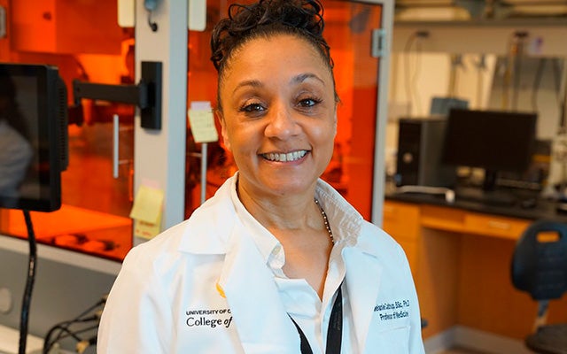 Melanie Coathup, UCF biomedical researcher and professor, developing advanced materials to protect against radiation.
