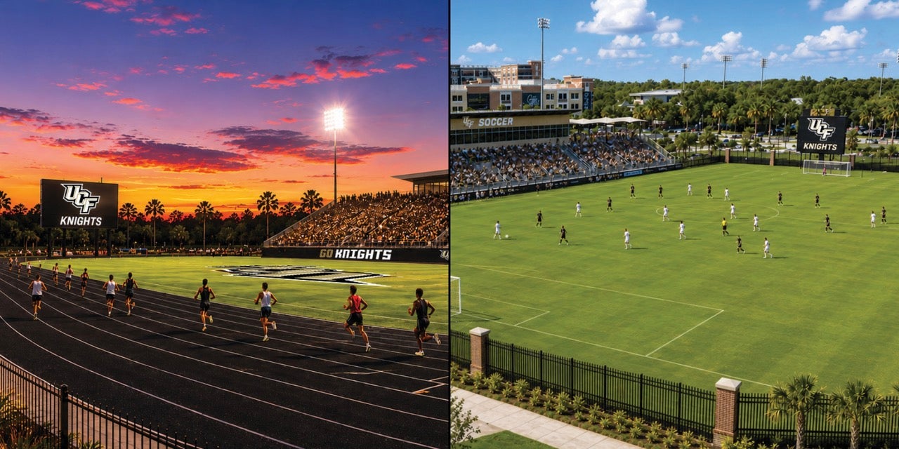 Rendering of the new UCF soccer stadium and competition track complex.