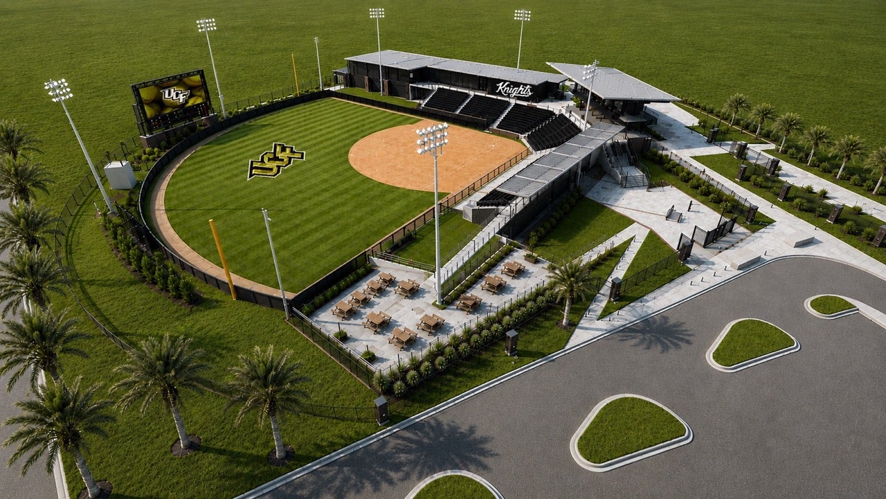 Rendering of the new UCF softball stadium with expanded seating.
