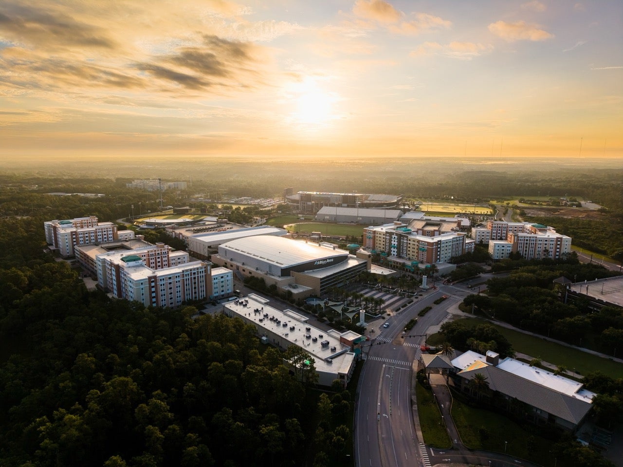 Aerial view of the Kenneth G. Dixon Athletics Village at UCF.