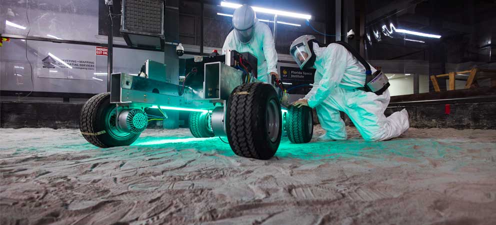 Researchers working in the Exolith Lab