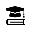 Mortarboard and book icon