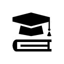 Book and grad cap icon