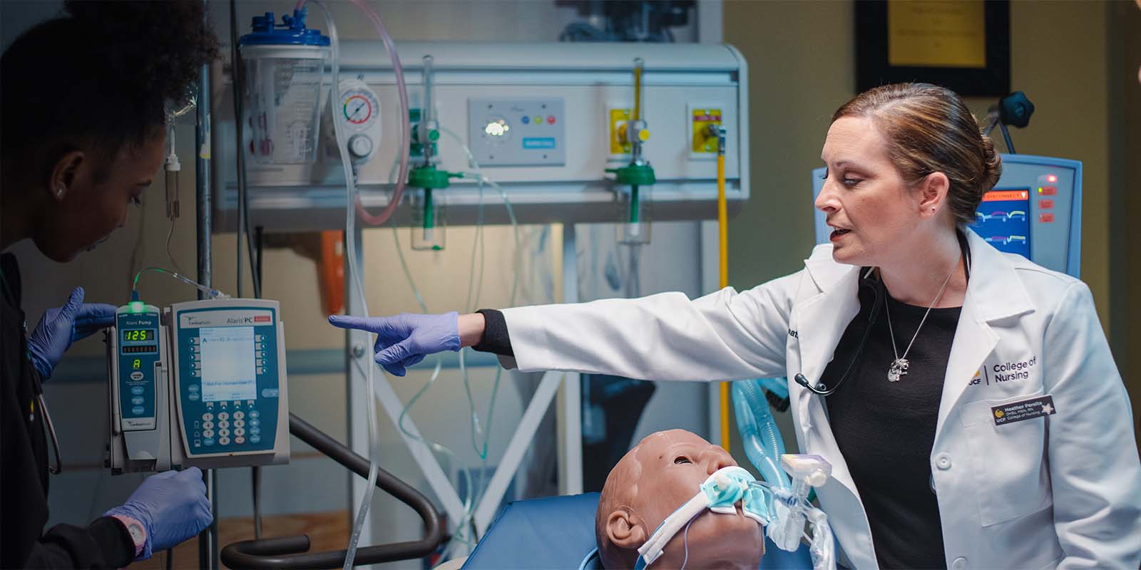 nurse directing student