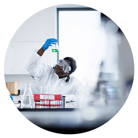 Science student with flask