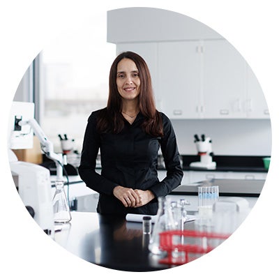 Biomed student in a lab