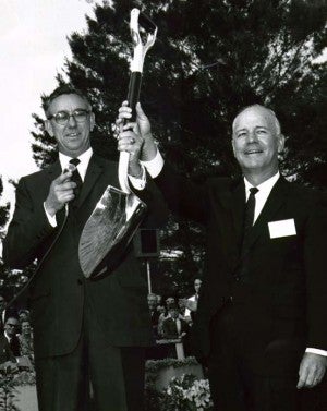 Grover Bryan, President of the Orlando Chamber of Commerce, with UCF President Charles Millican.