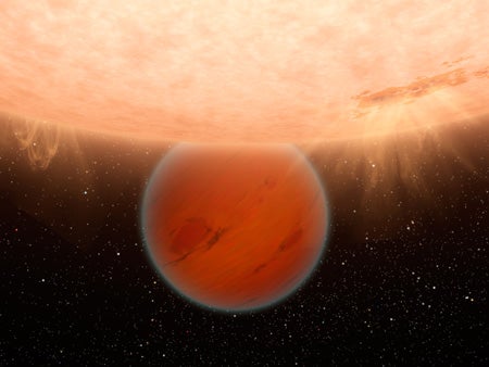 An unusual, methane-free world is partially eclipsed by its star in this artist's concept. Coutesy of NASA/JPL-Caltech