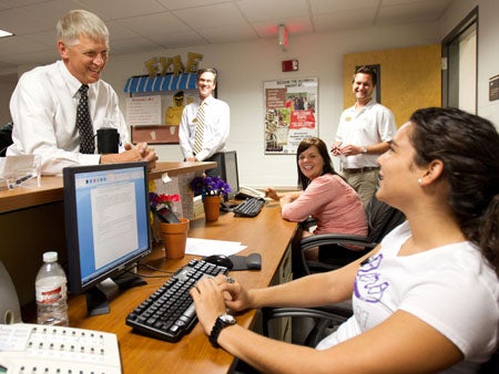 Provost Tony Waldrop met with students and staff and faculty members on his first day at UCF.