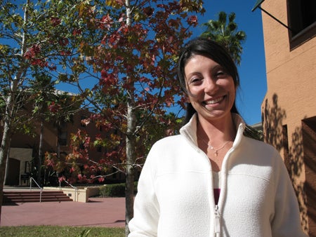 Angela McDonnell, Academic Village Area Coordinator with one of her newest botanical residents