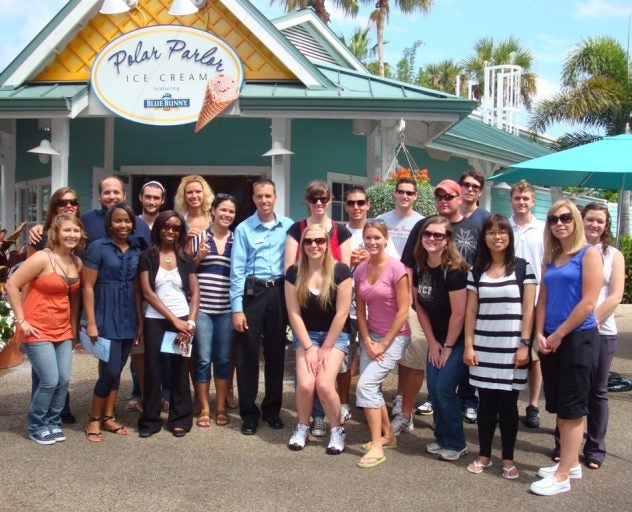 Students tour SeaWorld for their Theme Park Management Class.