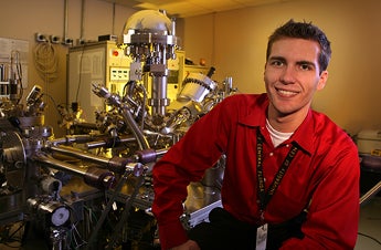 Rene Diaz in the ultrahigh vacuum (UHV) lab at UCF.