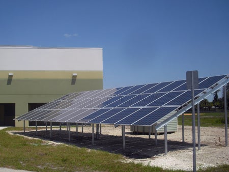 The photovoltaic system at Oak Hammock Middle School in Ft. Myers is near completion.