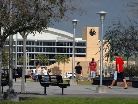 cfe arena with students walking by
