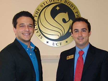 L-R: SGA Vice President Adam Brock and President Matthew McCann