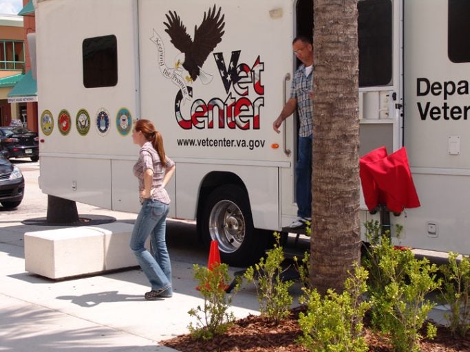 Veterans toured the Mobile Vet Center and talked to staff.