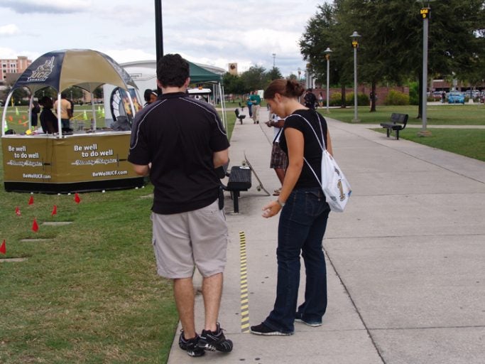 Students experienced the simulated impaired driving and “walking the line.”