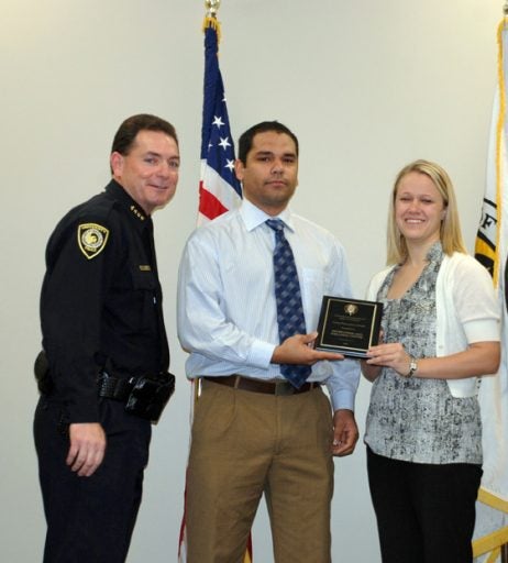 L-R: Richard Beary, UCF Police chief; Jaime Morales, RWC facilities coordinator; and Kelsey Edge, RWC building manager