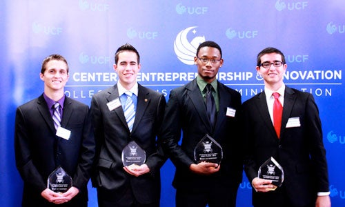 Photo (L to R): Cameron Jessee, fourth place; Michael Irene, third place; Fernando Romney, first place; and Ricardo Vasquez, second place.