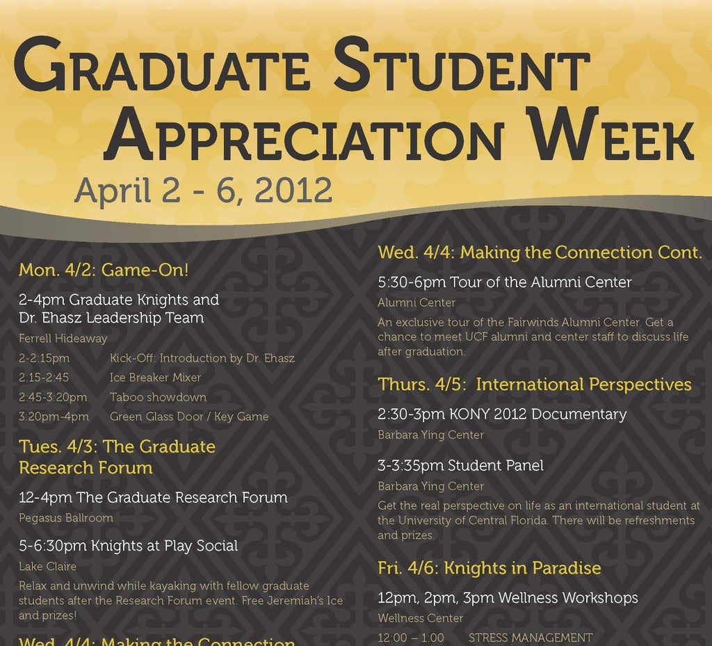 Graduate Student Appreciation Week University of Central Florida News