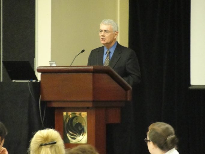 James Bacchus, chair of the Global Practice Group of Greenburg Traurig, discusses “China, Globalization and American Competitiveness," at UCF's Florida International Summit on Thursday.