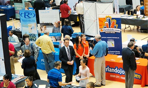 Job seekers at the recent Central Florida Veterans Job Fair.