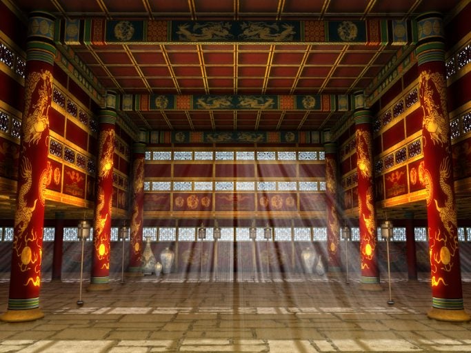 One of the virtual sets in Stella Sung's 'The Red Silk Thread, An Epic Tale of Marco Polo.'