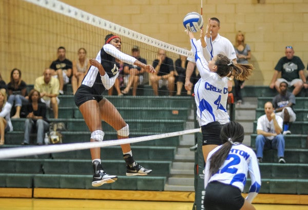 female ucf volleyball players during game