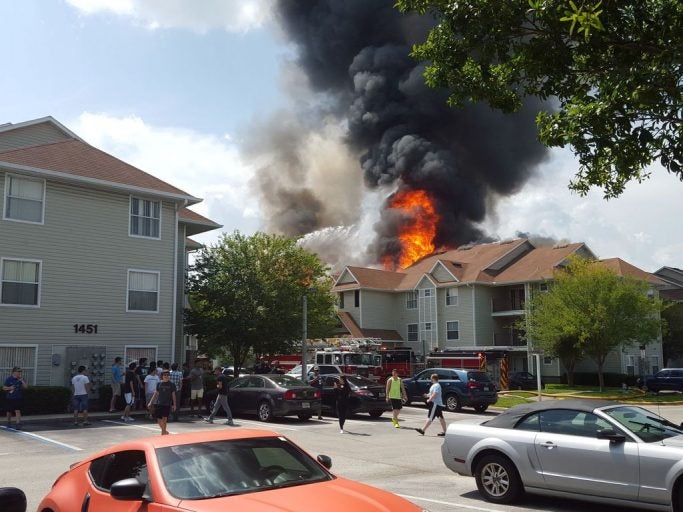 Some 75 people, including 25 UCF students, were displaced by a fire Sunday at Tivoli Apartments. (Photo by Johnathan Kuntz, Central Florida Future)