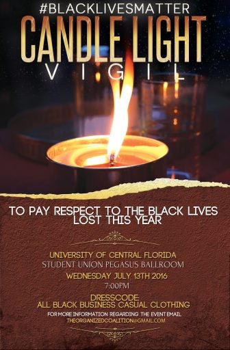#BlackLivesMatter Candlelight Vigil flyer