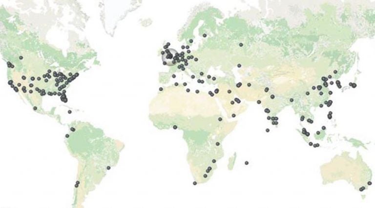 The STARS readership map shows where UCF documents were downloaded on one recent day.