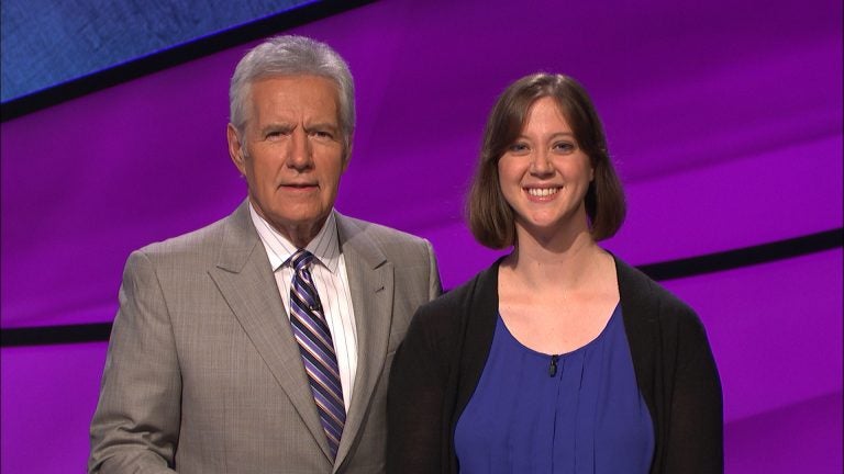 Jeopardy! host Alex Trebek and UCF alumna Courtney Paulson.