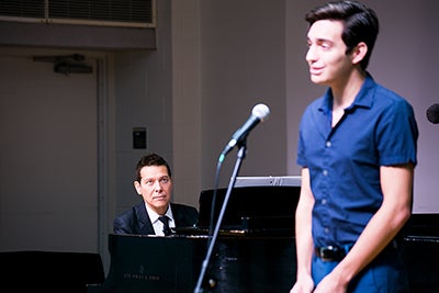 Michael Feinstein and junior Kyle Laing