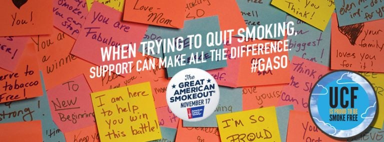 great-american-smokeout flyer: words: when trying to quit smoking, support can make all the differnece