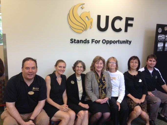 Some of the UCF librarians who help with online instruction: Michael Furlong, Carrie Moran, Cynthia Kisby, Peggy Nuhn, Barbara Alderman, Min Tong and Andy Todd.