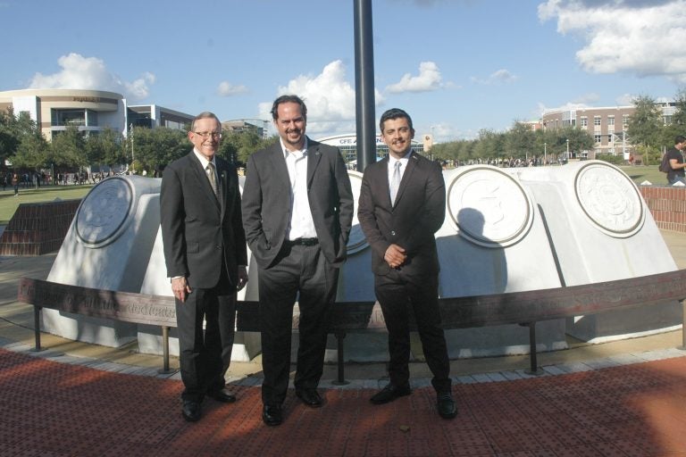 Gordon Hogan, director of UCF’s incubator program; Rafael Caamano, site manager for the Winter Springs site, and Ricardo Garcia, manager of government resources for the program.