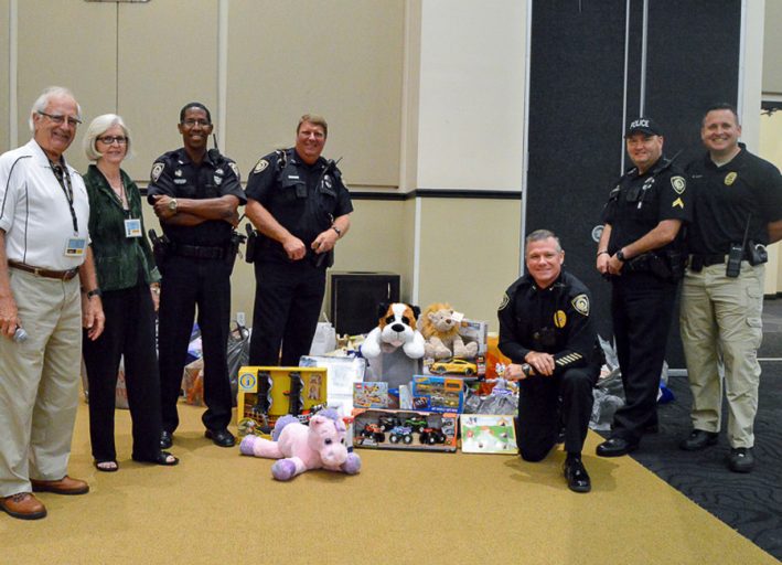 The Learning Institute for Elders, or LIFE, collected donations for Toys for Tots that the UCF Police Department is storing until the university makes its drop off.
