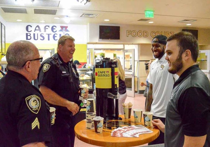 Coffee With a Cop encourages candid conversations with campus police officers in exchange for a free cup of coffee.