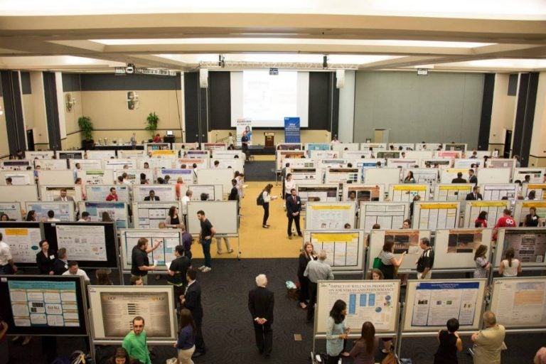 aerial view of ucf research week inside building