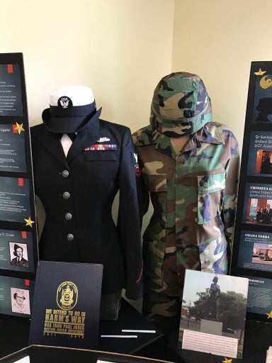 Uniforms on display