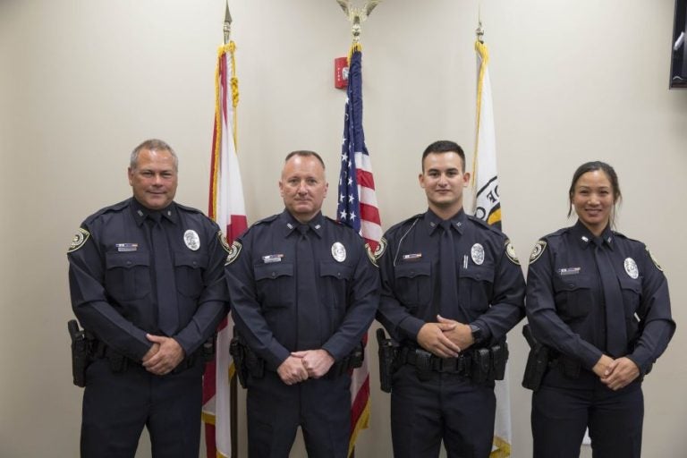 Officers Alfonso Tejeira, Eric Bryant, Jose Morales and Maya Tolentino were sworn into UCFPD Monday, March 20.