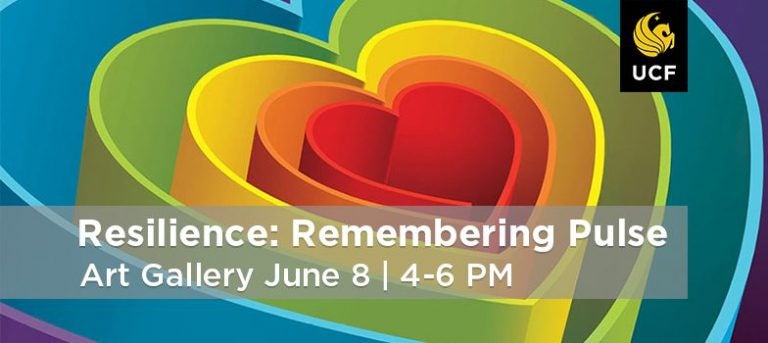 Resilience: Remembering Pulse logo: Hearts stacked inside of each other in the color of the rainbow