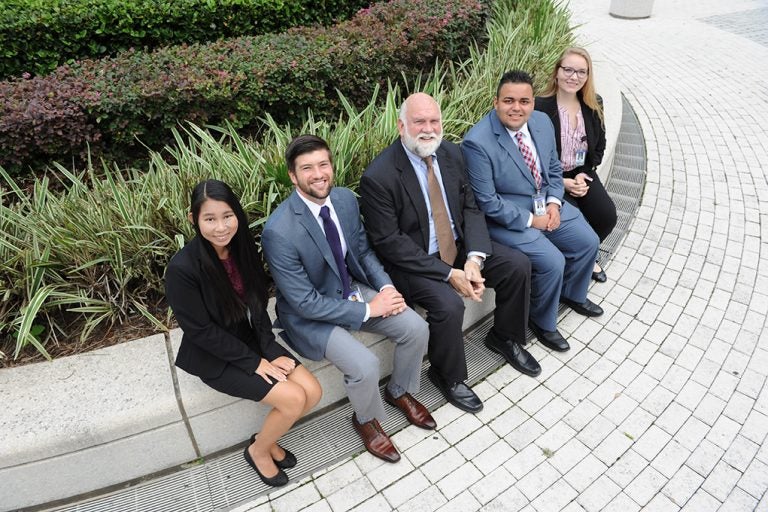 From left, senior Sara Fogarty, senior John Howard, public defender Robert Wesley, senior Jariel Borges and senior Amber Perkins.