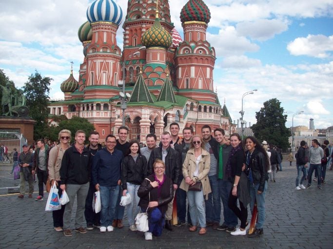 UCF Associate Professor Alla Kourova and students in Russia.