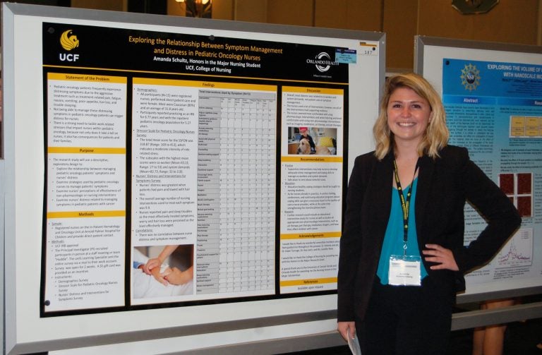 Amanda Schultz and her award-winning research poster.