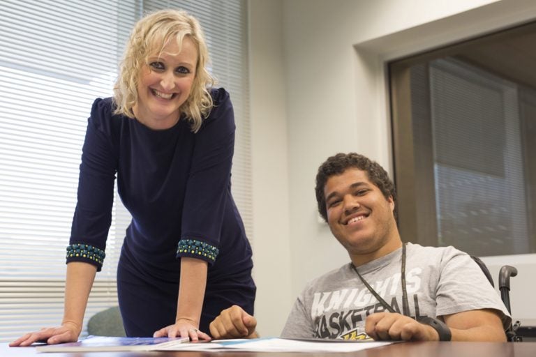 Left to right: Megan Sherod, UCF Adaptive Community Project creator, and Jonathan Trufant, UCF student and project volunteer.