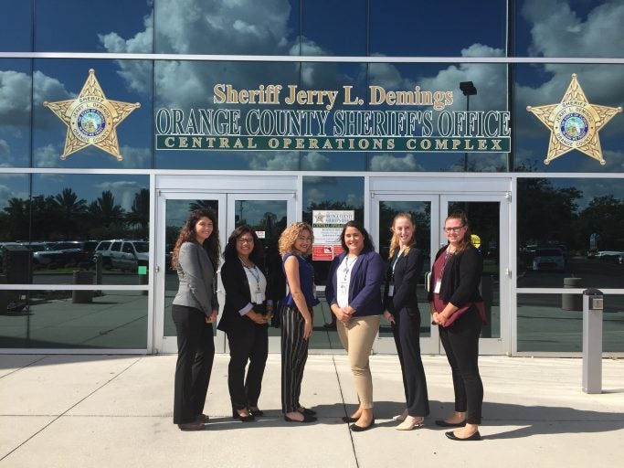 The first all-female class of UCF interns in the Law Enforcement Officer Training Corps Program.