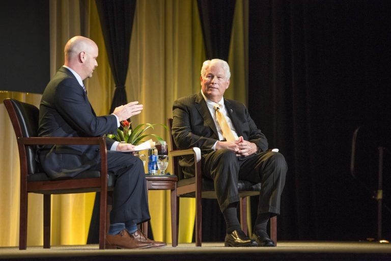 president hitt and man at State of University 2017